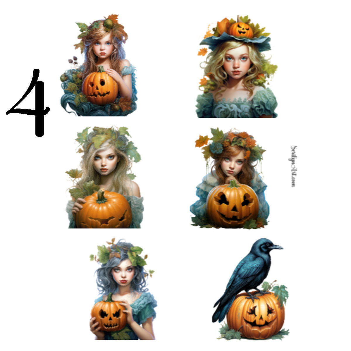 Little Halloween Girl Sticker Sheet