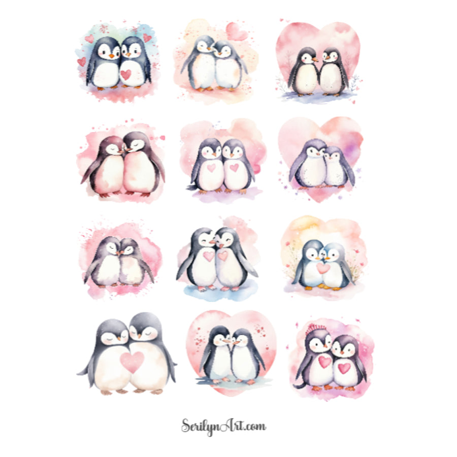 Love Penguins Sticker Sheet