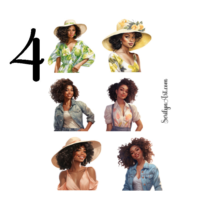 Melanin Fashion Girls Sticker Sheet