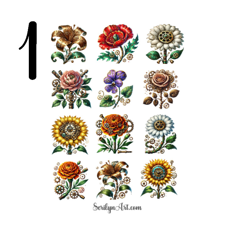 Metal Flowers Sticker Sheet