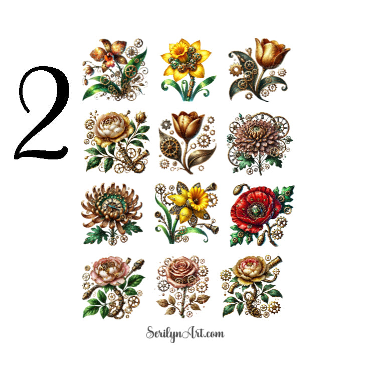 Metal Flowers Sticker Sheet