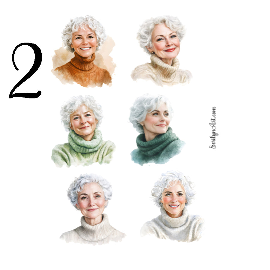 Middle Aged Lady in Sweater Sticker Sheet