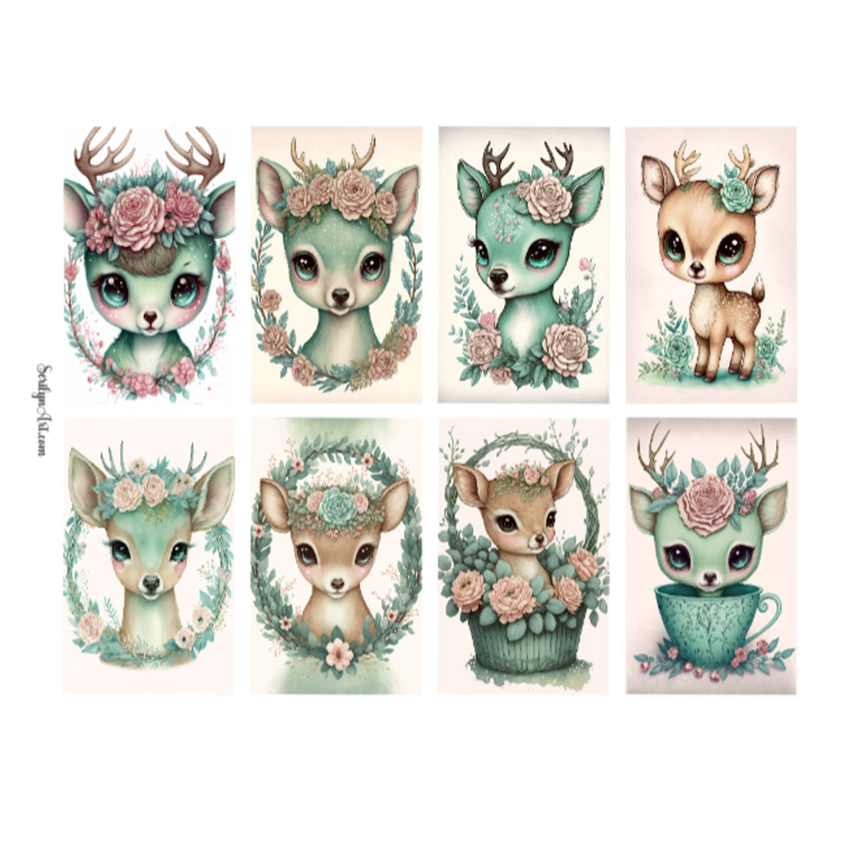 Mint Deer Deco Boxes Sticker Sheet