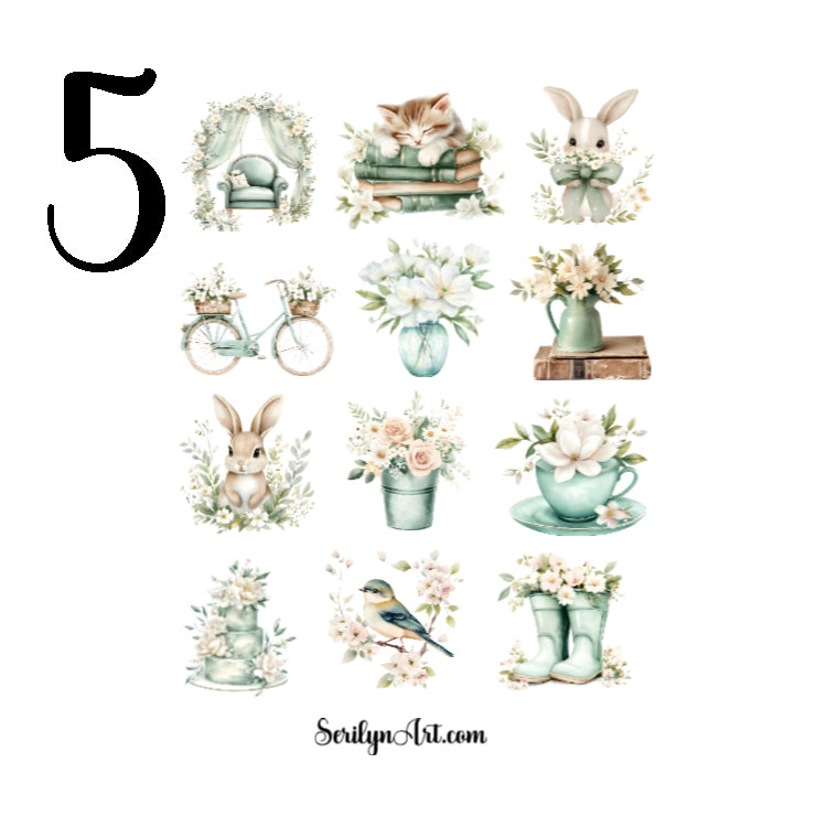 Mint Green Spring Sticker Sheet