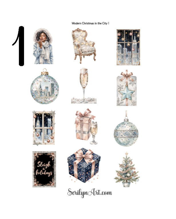 Modern Christmas in the City Sticker Sheet