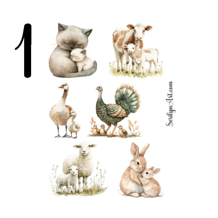 Mothers Day Farm Animals Sticker Sheet