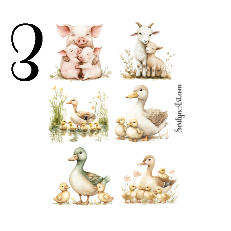 Mothers Day Farm Animals Sticker Sheet