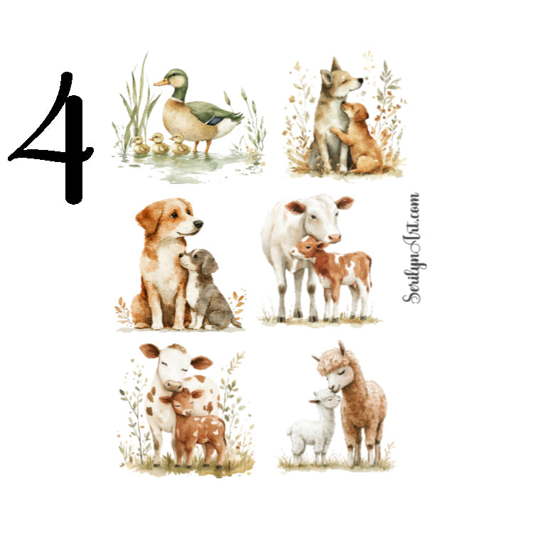 Mothers Day Farm Animals Sticker Sheet