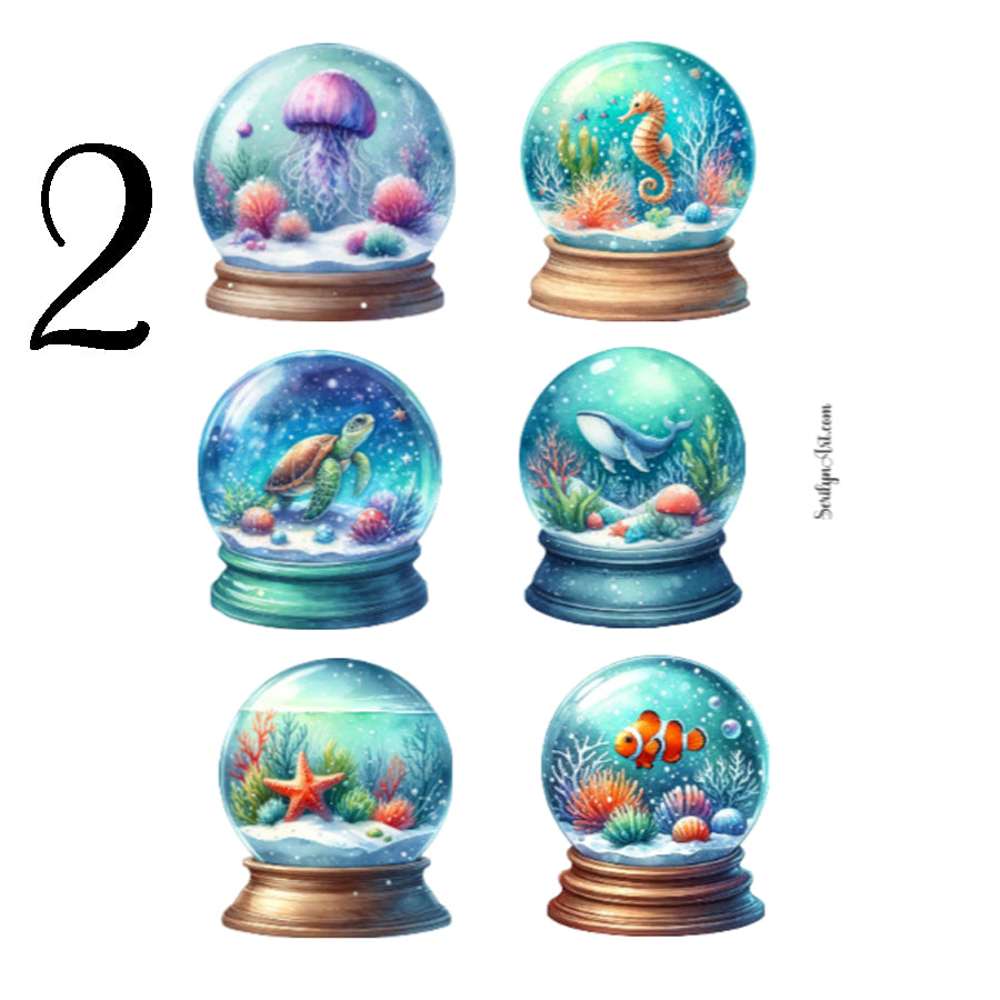 Nautical Snow Globes Sticker Sheet