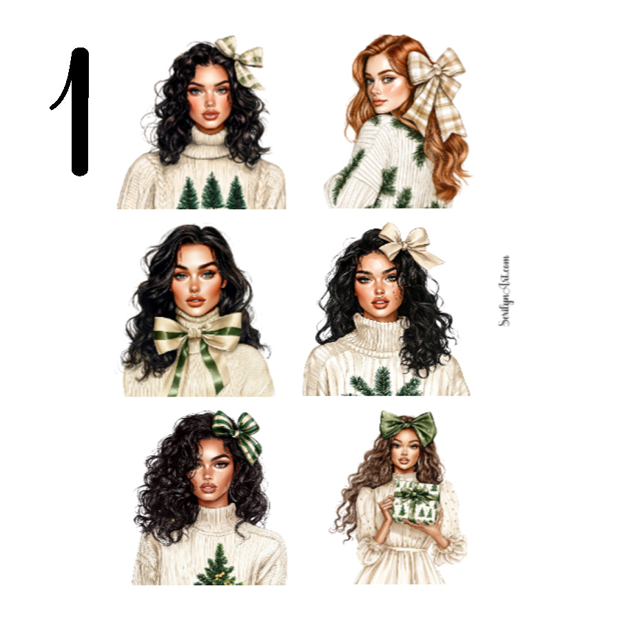 Neutral Christmas Girls Sticker Sheet