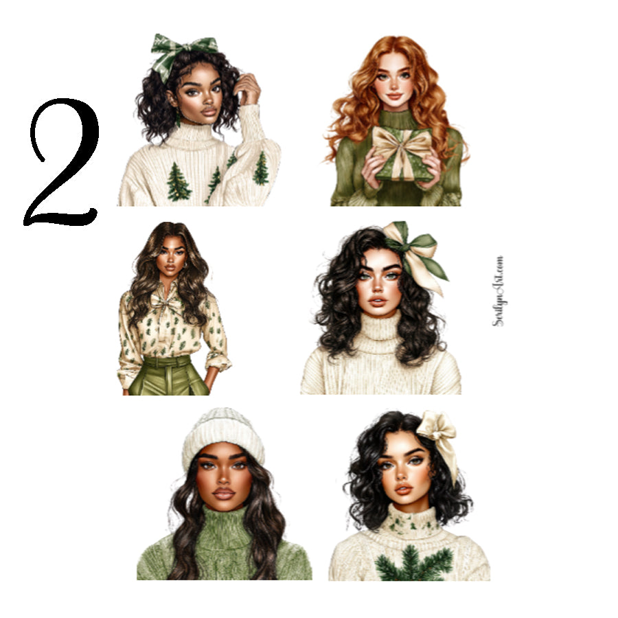 Neutral Christmas Girls Sticker Sheet