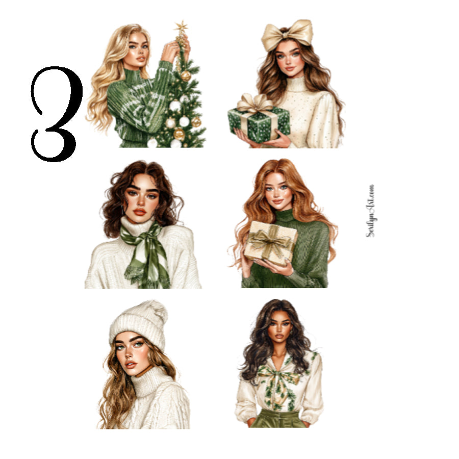 Neutral Christmas Girls Sticker Sheet