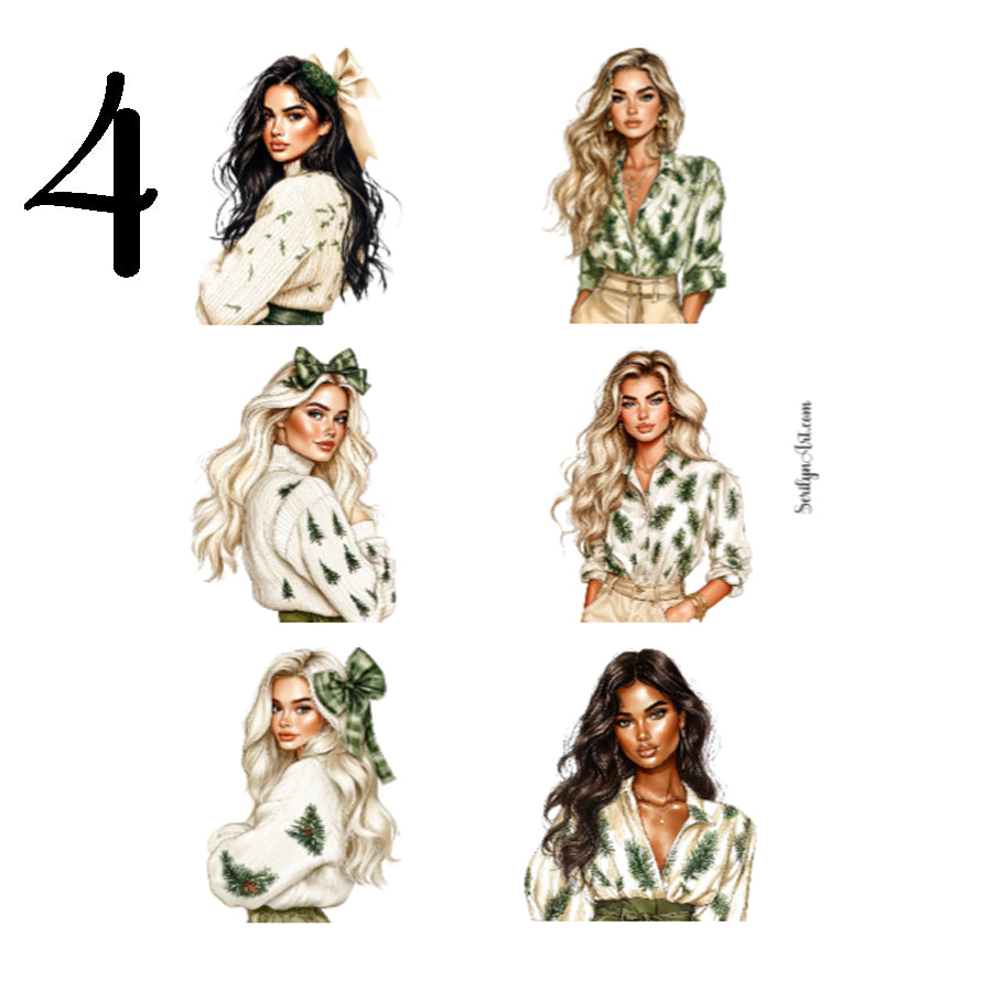 Neutral Christmas Girls Sticker Sheet