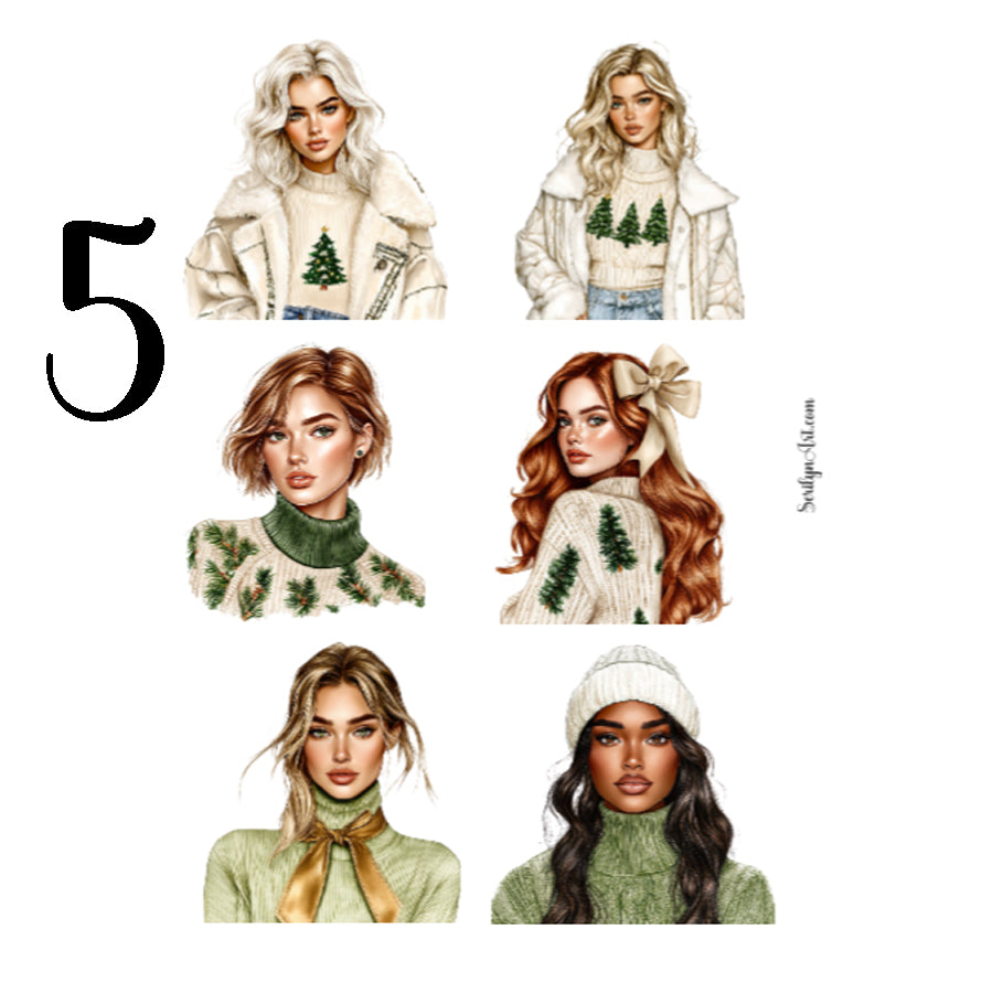Neutral Christmas Girls Sticker Sheet
