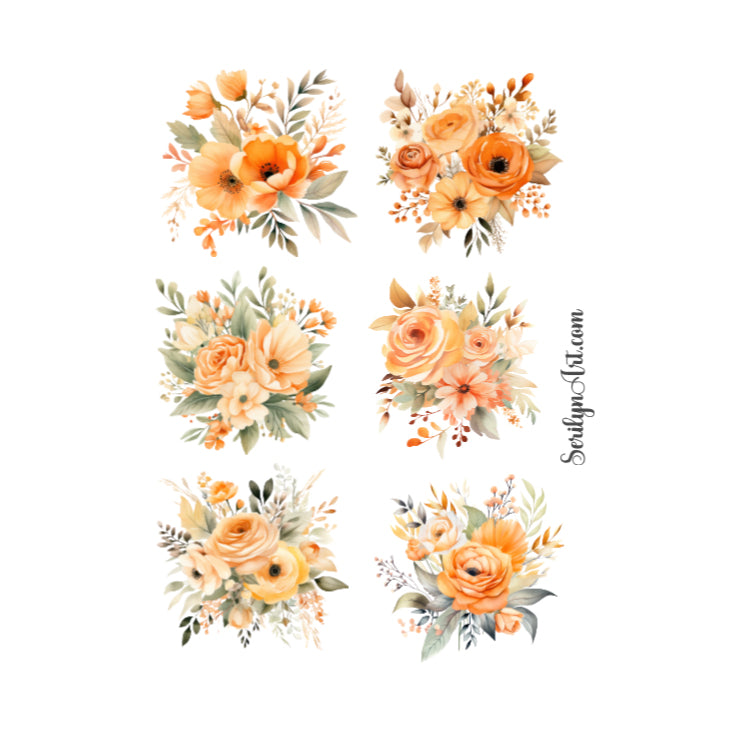 Orange Florals Sticker Sheet