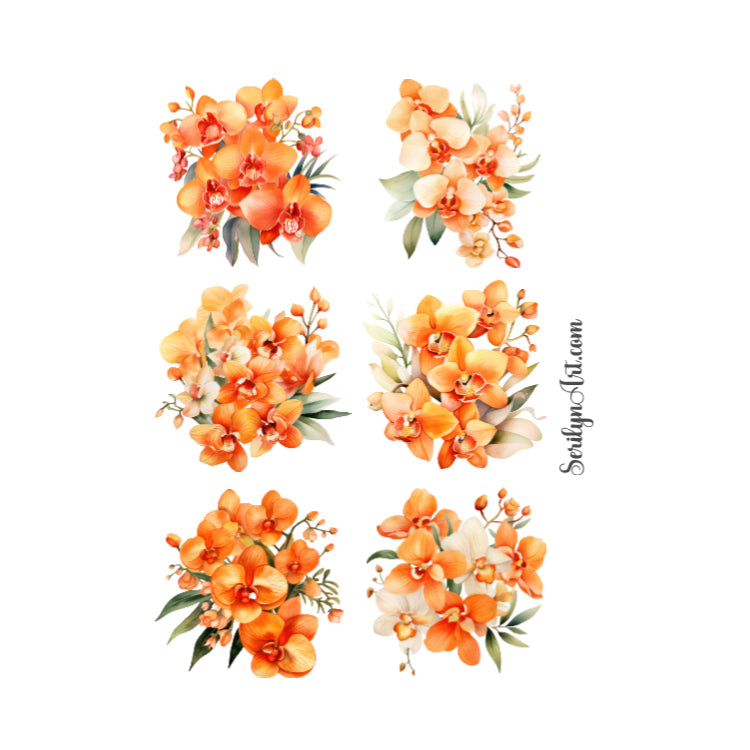 Orange Orchids Sticker Sheet