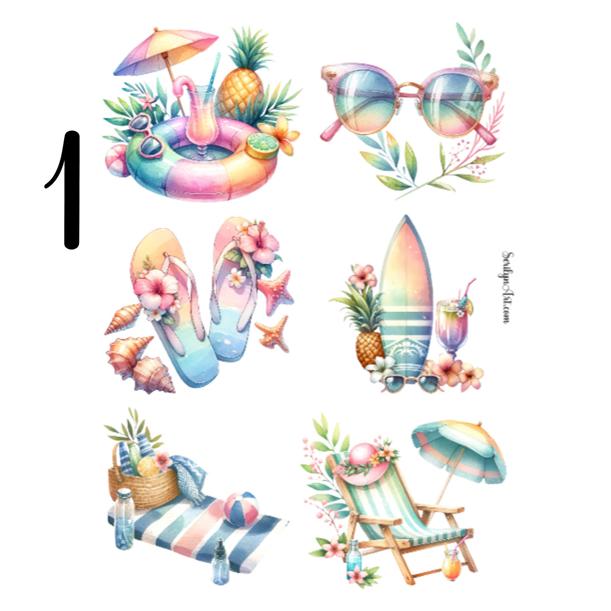 Pastel Beach Sticker Sheet
