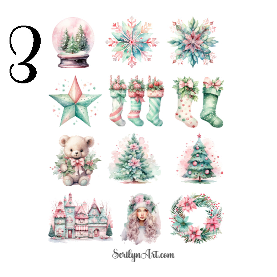 Pastel Christmas Sticker Sheet