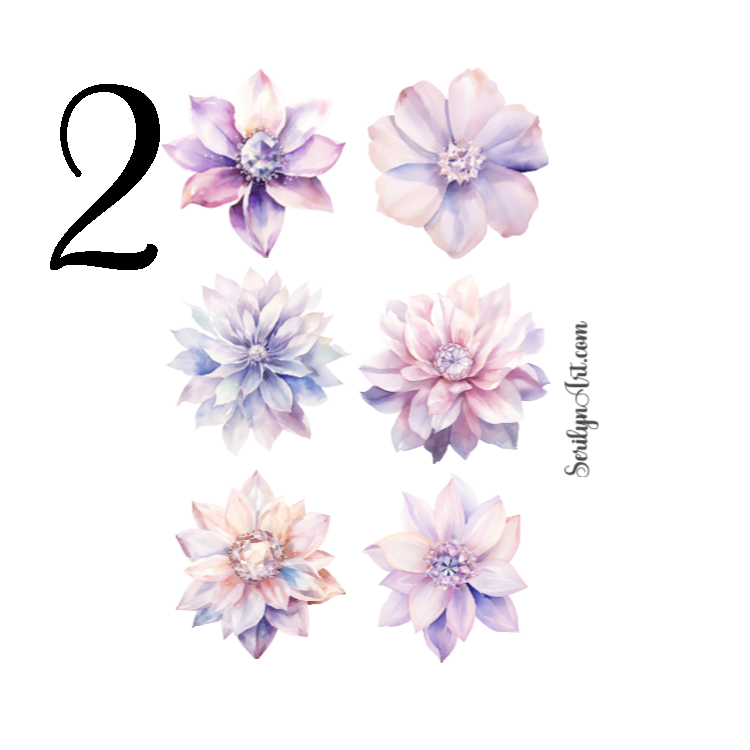 Pastel Crystal Flowers Sticker Sheet