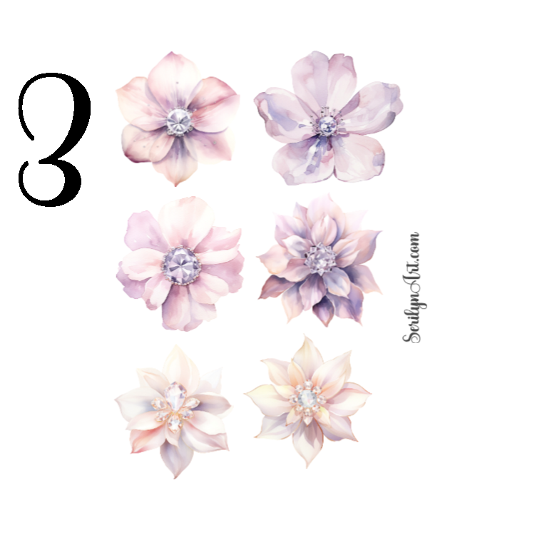 Pastel Crystal Flowers Sticker Sheet