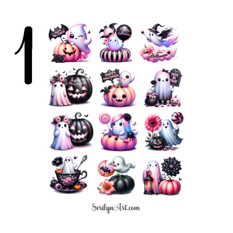 Pastel Goth Ghosts Sticker Sheet