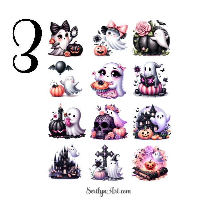 Pastel Goth Ghosts Sticker Sheet