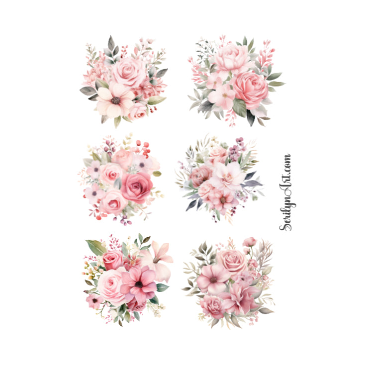 Pastel Pink Florals Sticker Sheet