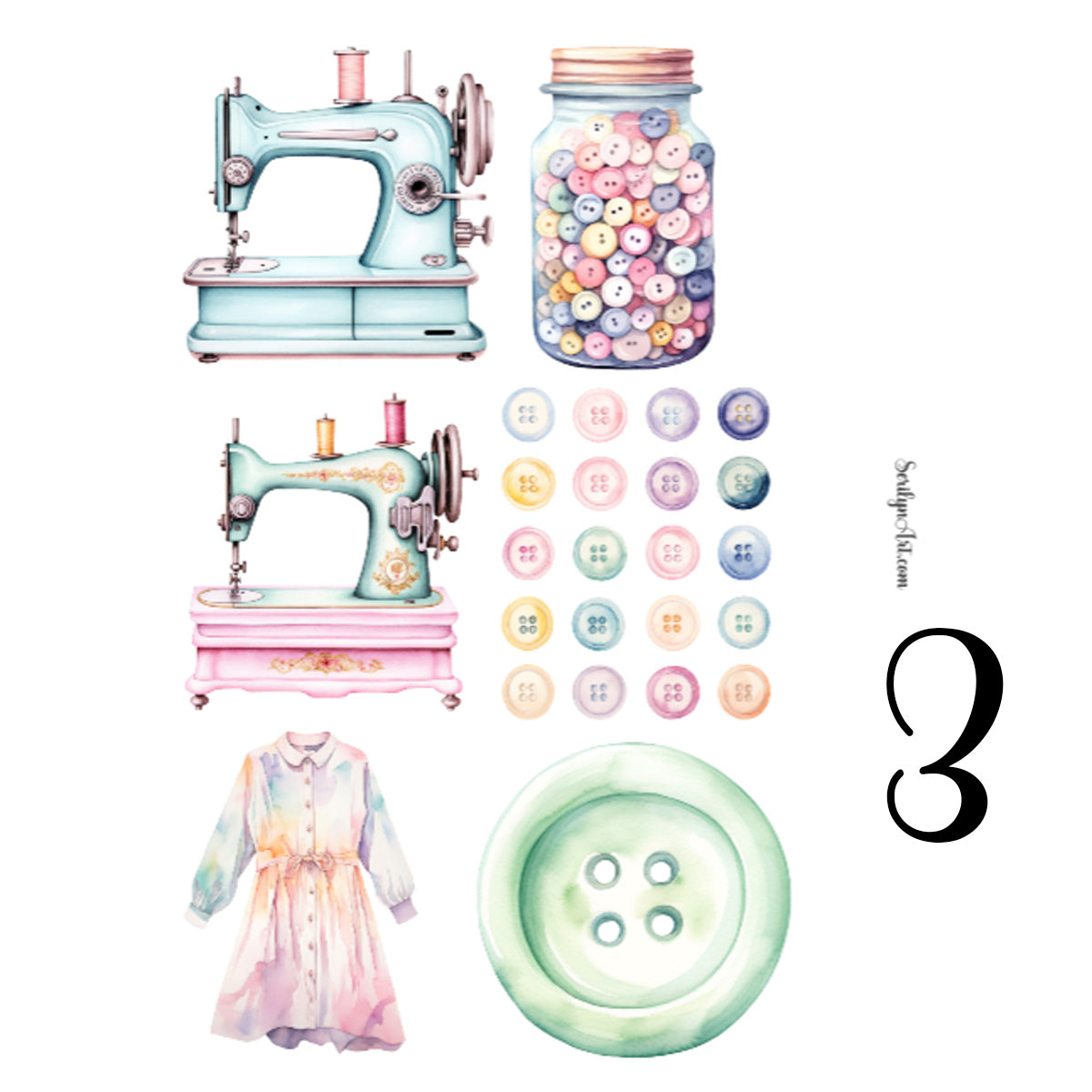 Pastel Sewing Sticker Sheet