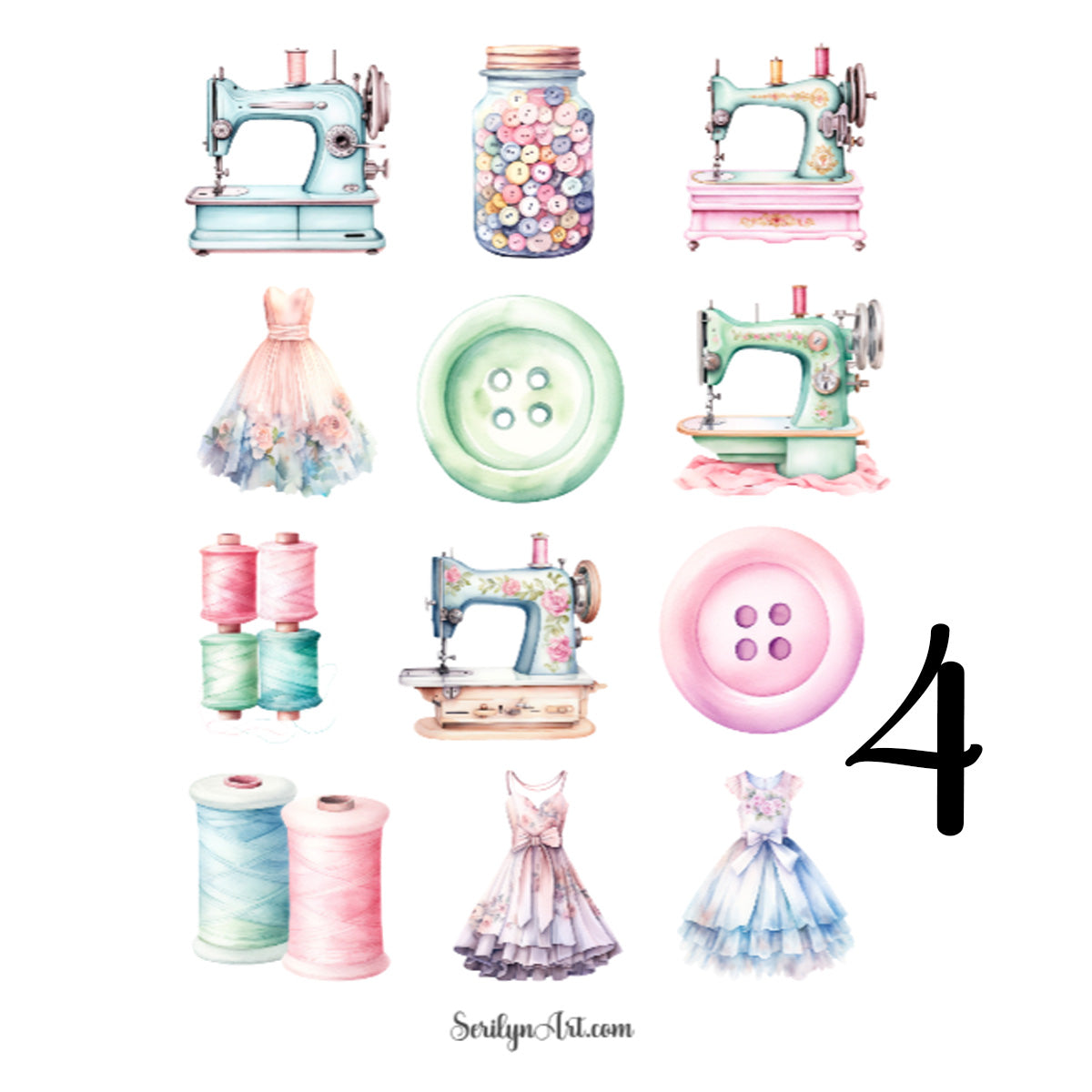 Pastel Sewing Sticker Sheet