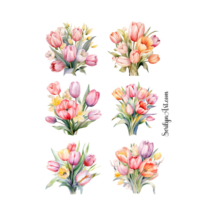 Pastel Tulips Sticker Sheet