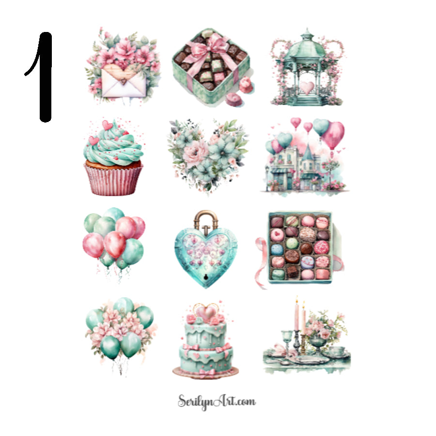 Pastel Valentines Sticker Sheet