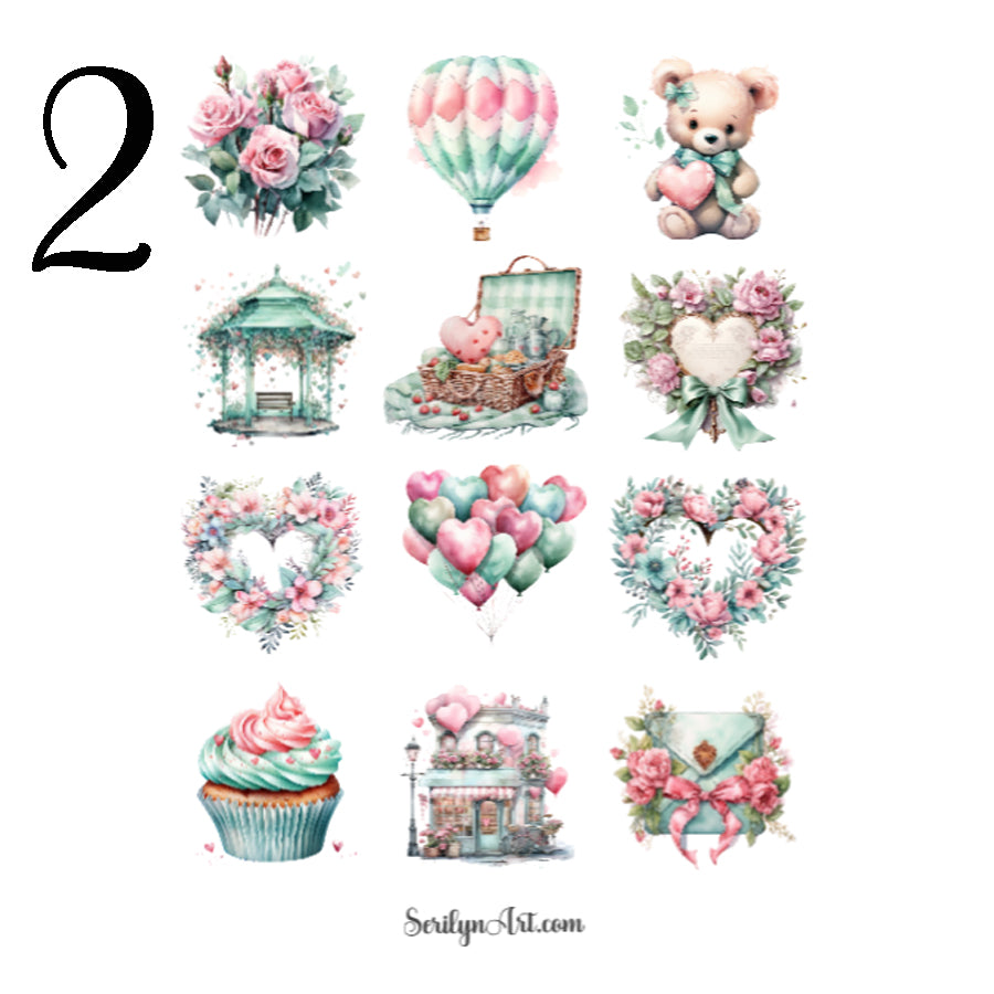 Pastel Valentines Sticker Sheet