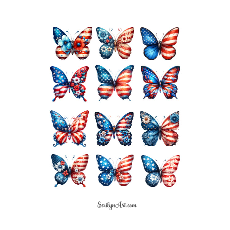 Patriotic Butterflies Sticker Sheet