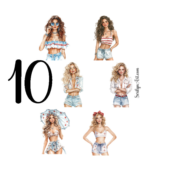 Patriotic Girls Sticker Sheet