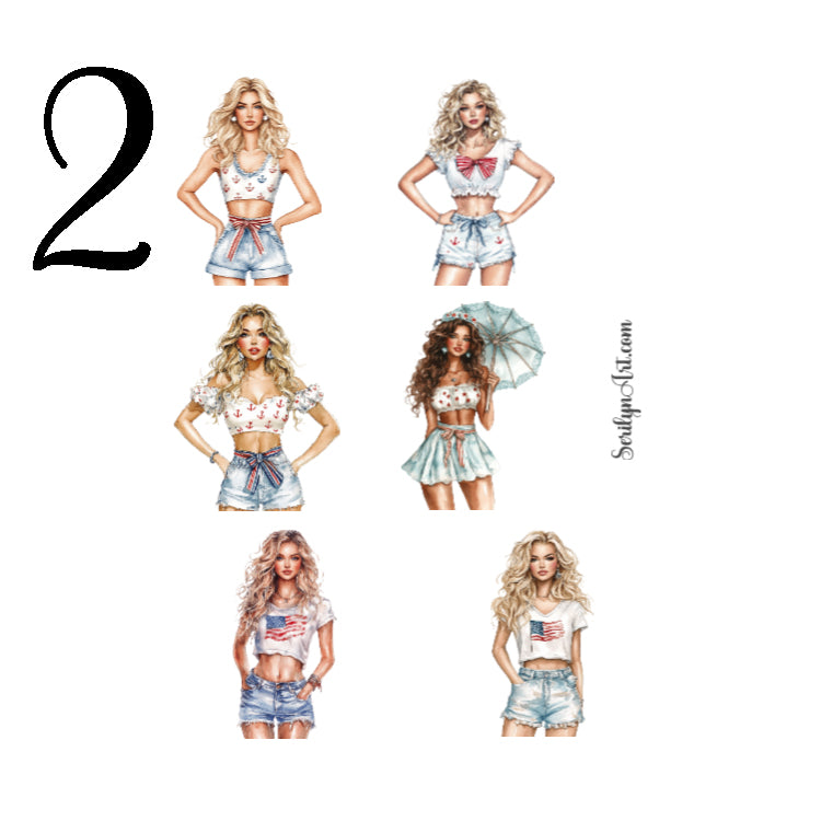 Patriotic Girls Sticker Sheet