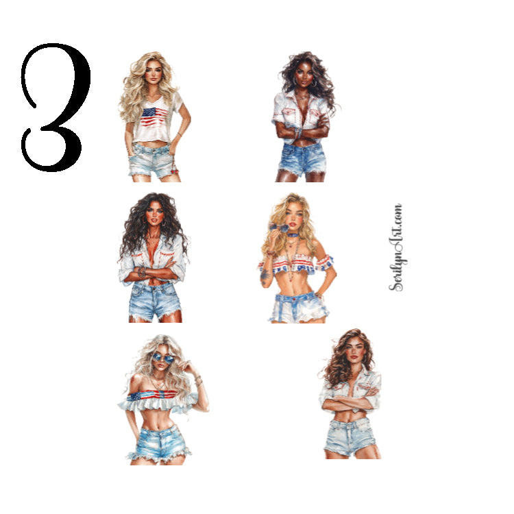 Patriotic Girls Sticker Sheet