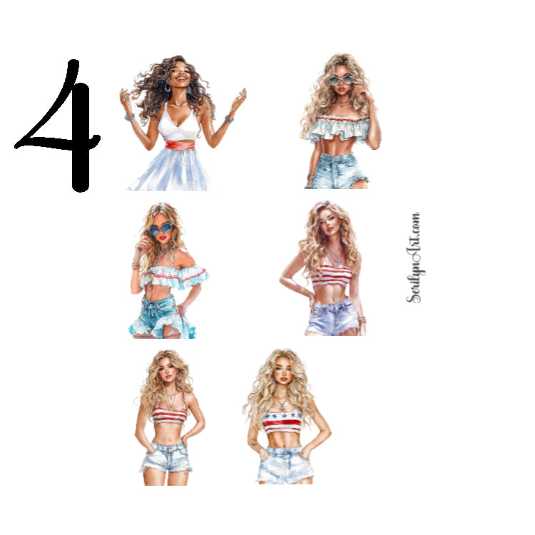 Patriotic Girls Sticker Sheet