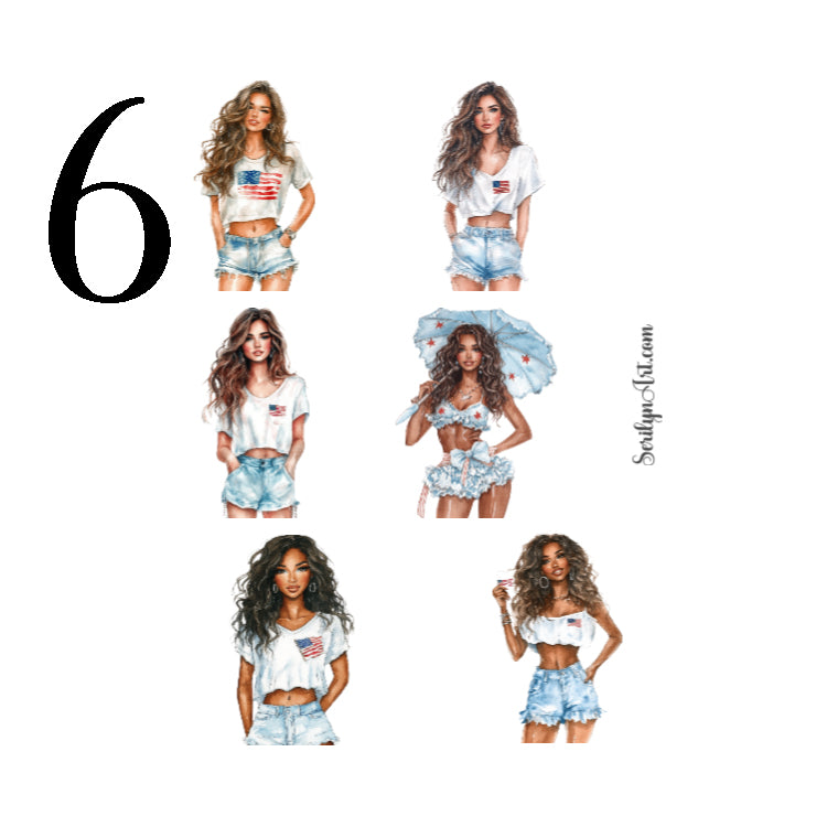 Patriotic Girls Sticker Sheet