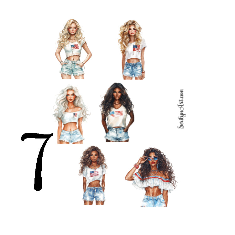 Patriotic Girls Sticker Sheet