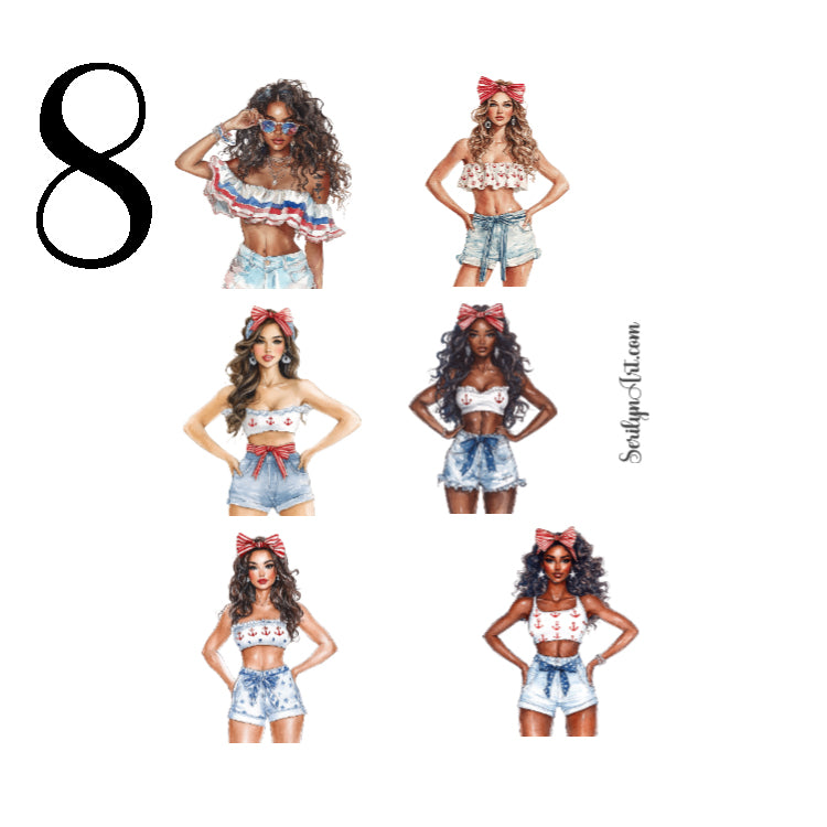 Patriotic Girls Sticker Sheet