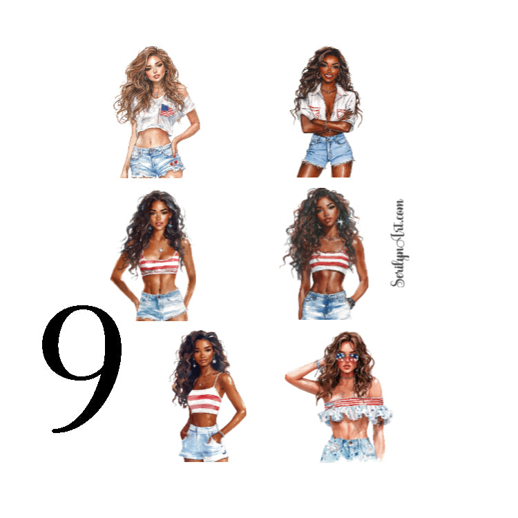 Patriotic Girls Sticker Sheet