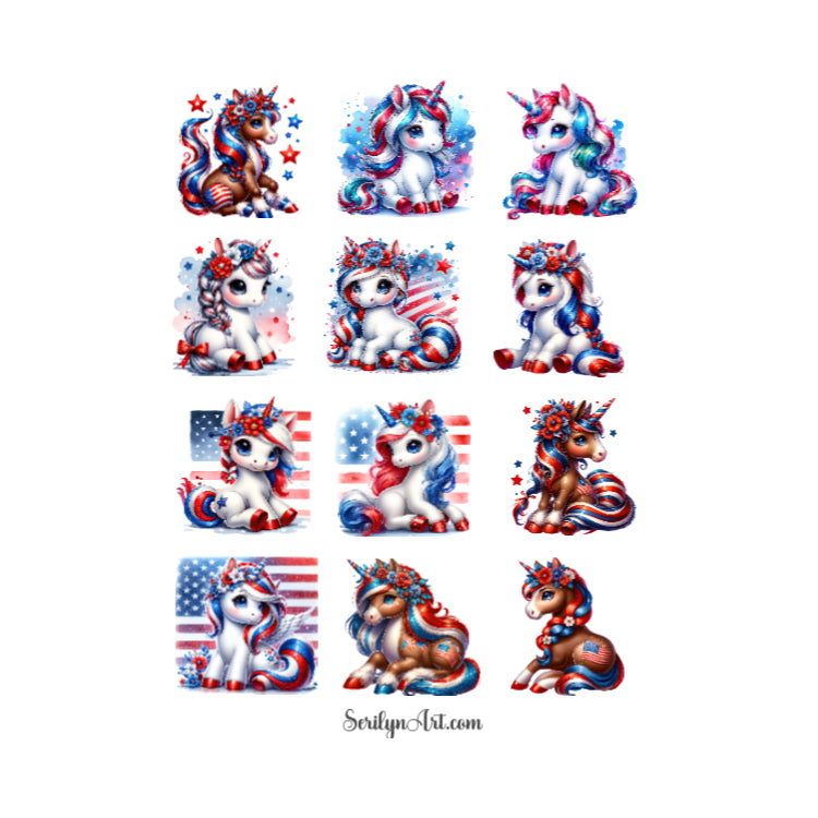 Patriotic Unicorns Sticker Sheet