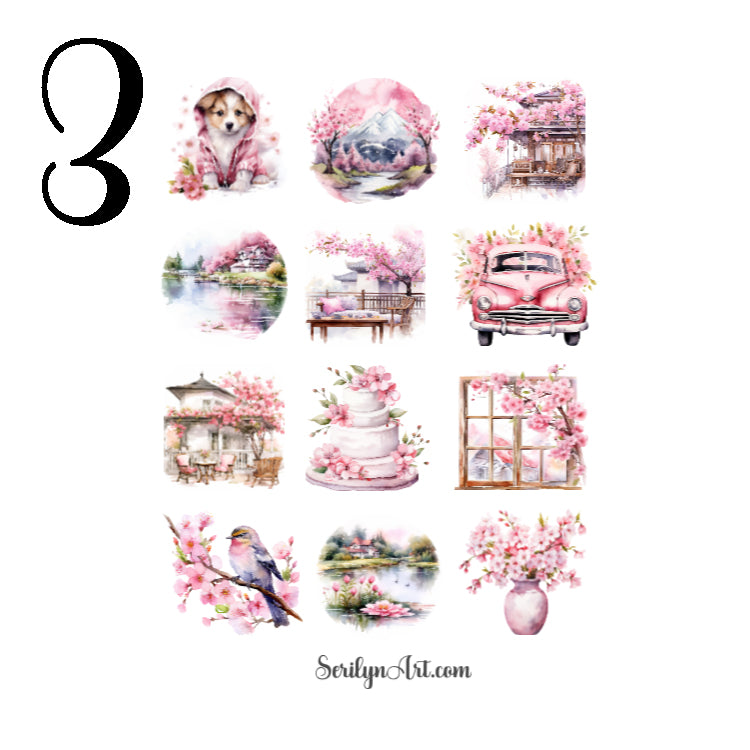 Pink Blossoms Sticker Sheet