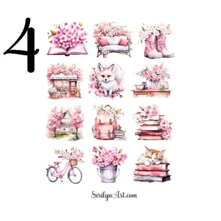 Pink Blossoms Sticker Sheet