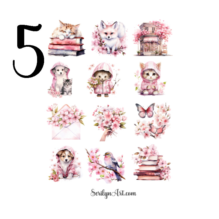Pink Blossoms Sticker Sheet