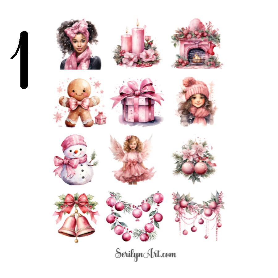 Pink Christmas Sticker Sheet