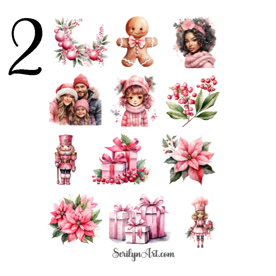 Pink Christmas Sticker Sheet