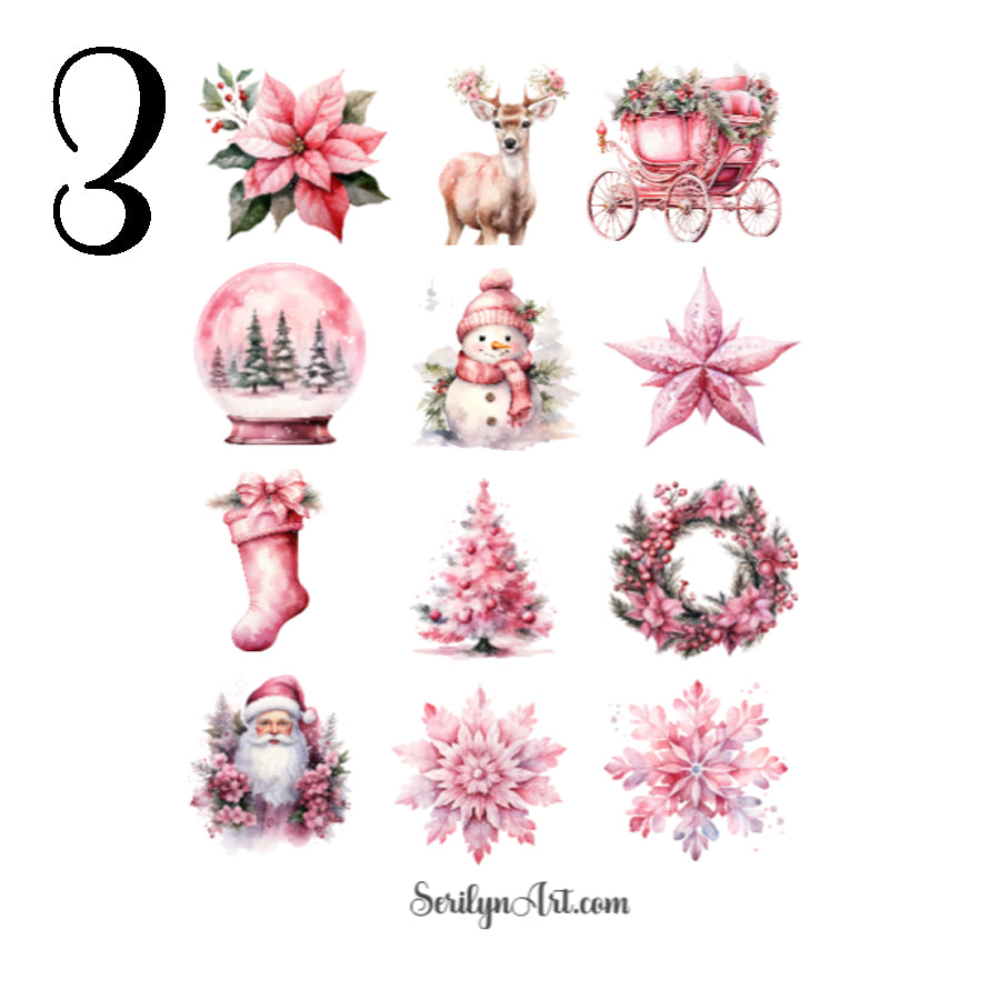 Pink Christmas Sticker Sheet