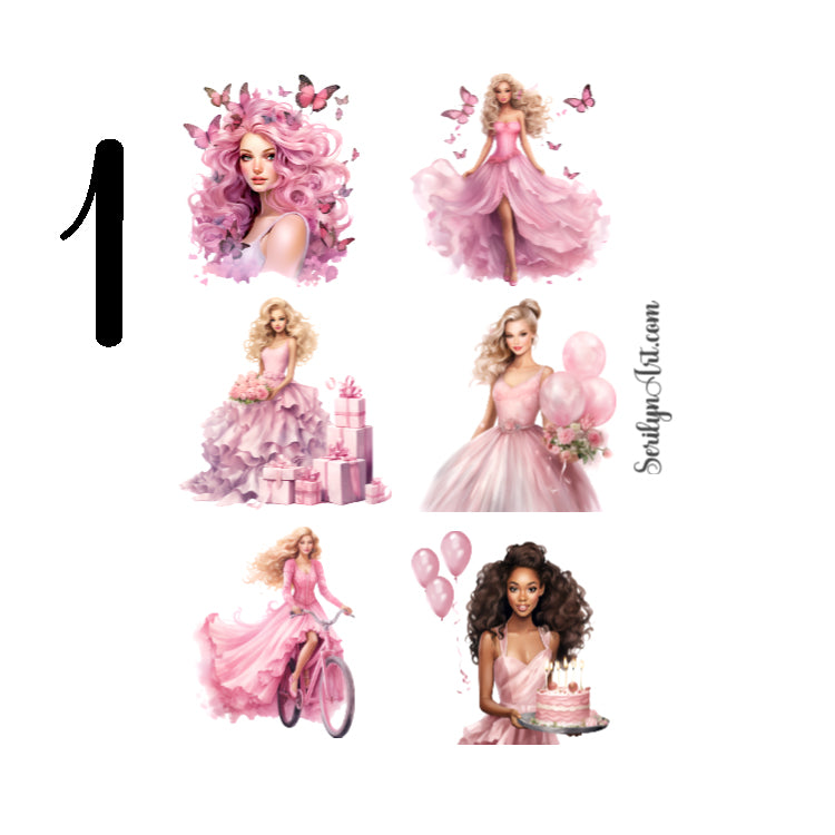 Pink Fashion Girl Sticker Sheet