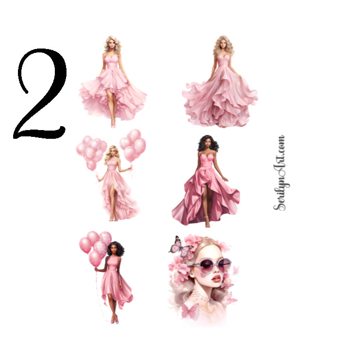 Pink Fashion Girl Sticker Sheet
